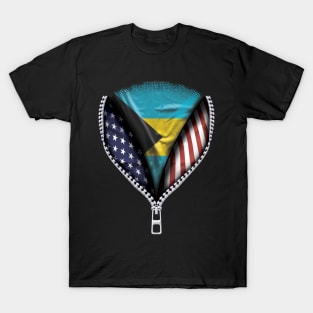 Bahamian Flag  Bahamas Flag American Flag Zip Down - Gift for Bahamian From Bahamas T-Shirt